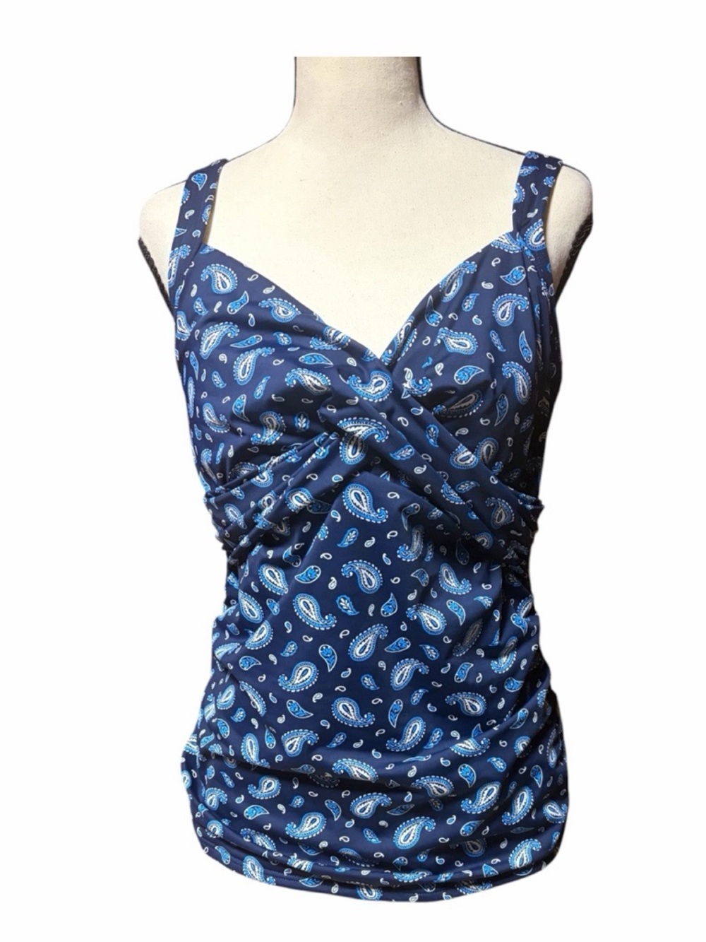 Lands’ End Front Twist Paisley Underwire Tankini Top
